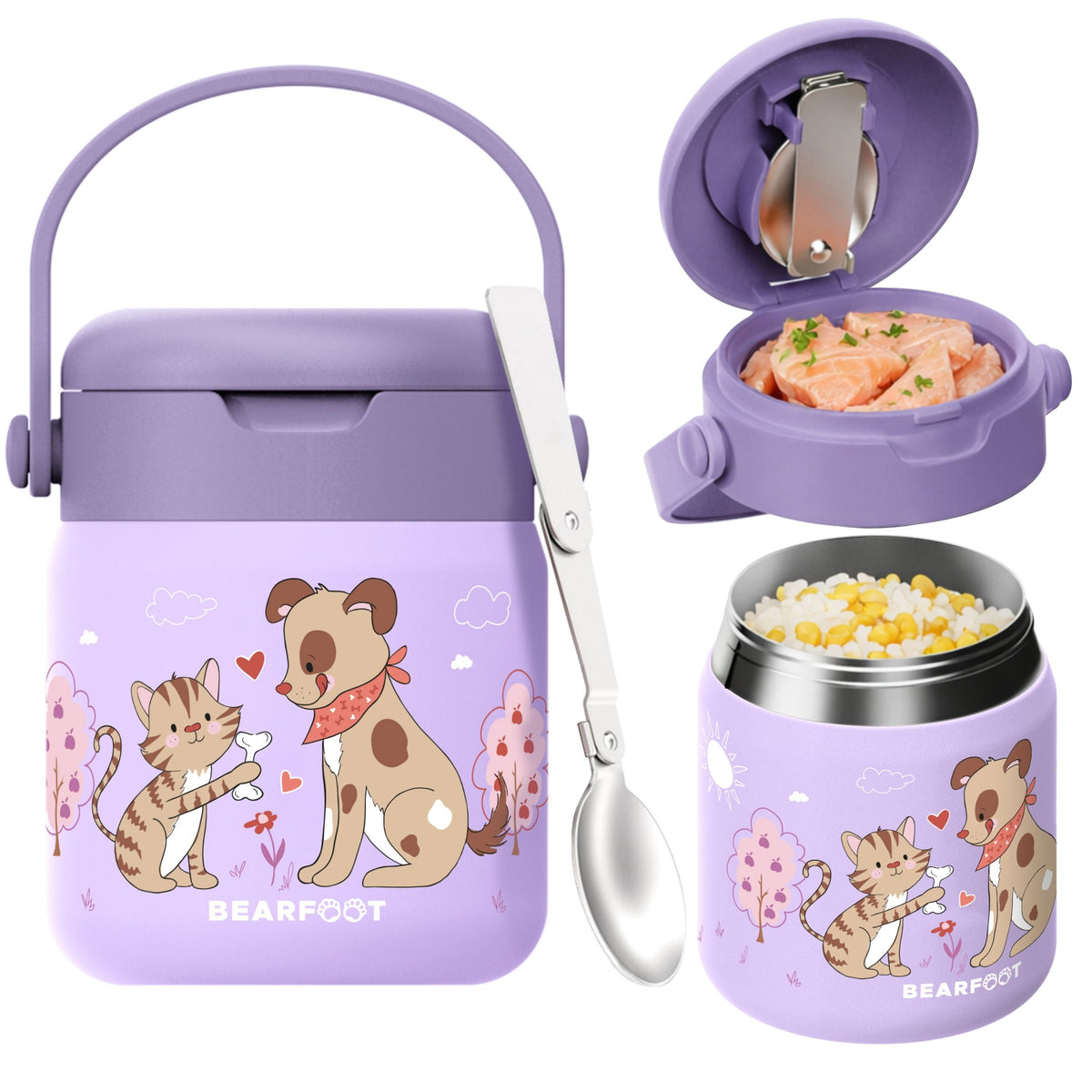 Bearfoot | Mattermos i Rustfritt Stål, 500 ml | Lilla, Hund & Katt