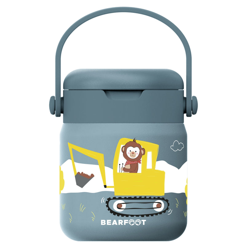 Bearfoot | Mattermos i Rustfritt Stål, 500 ml | Blå, Apekatt i Gravemaskin