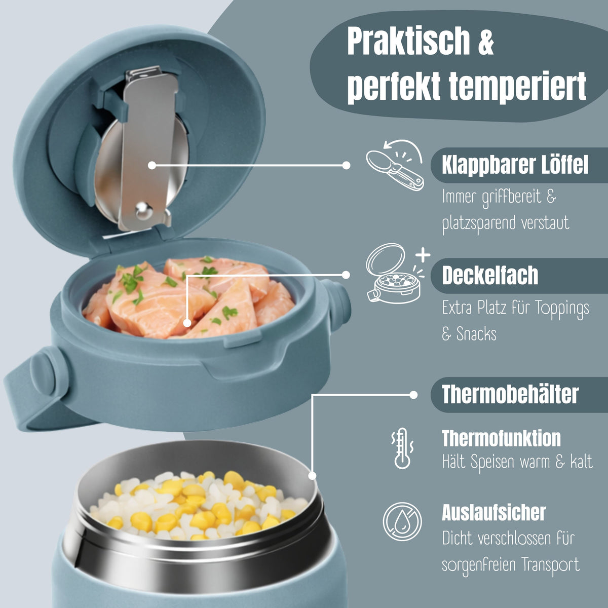Bearfoot | Mattermos i Rustfritt Stål, 500 ml | Blå, Apekatt i Gravemaskin