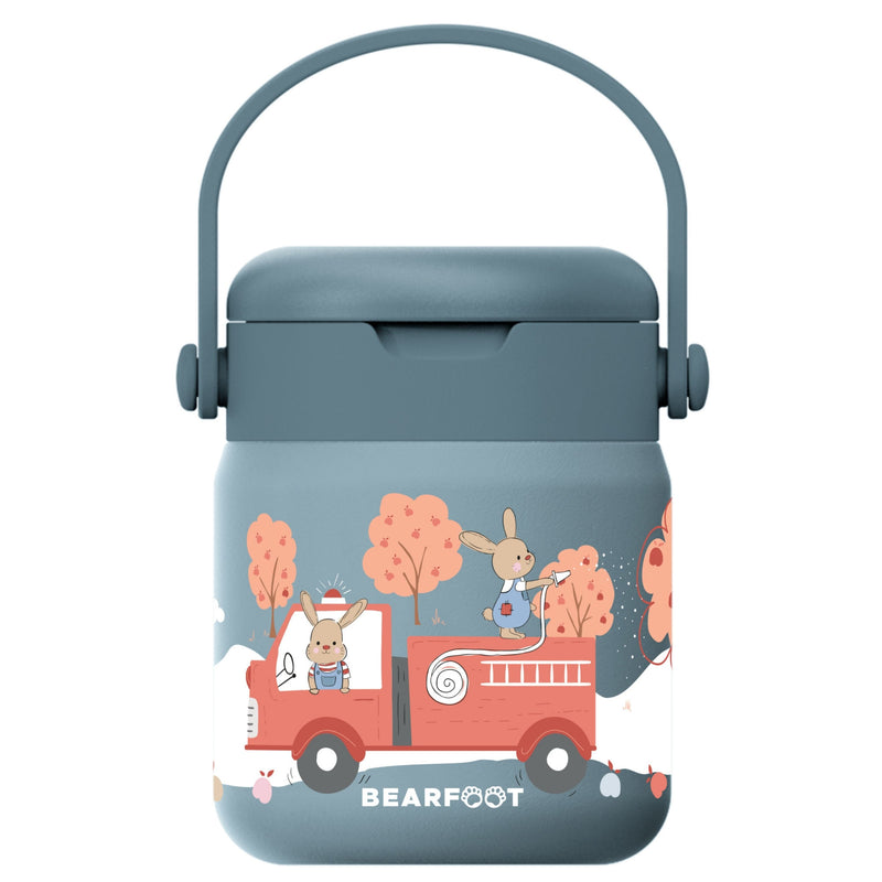 Bearfoot | Mattermos i Rustfritt Stål, 500 ml | Blå, Kaniner i Brannbil