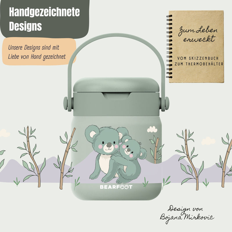 Bearfoot | Mattermos i Rustfritt Stål, 500 ml | Grønn, Koala