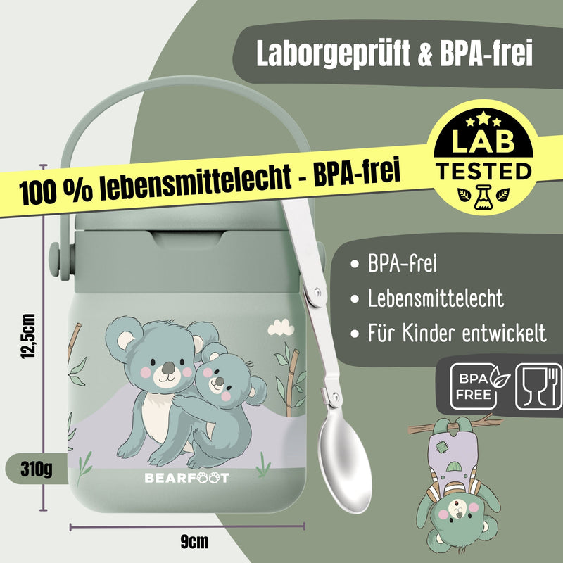 Bearfoot | Mattermos i Rustfritt Stål, 500 ml | Grønn, Koala