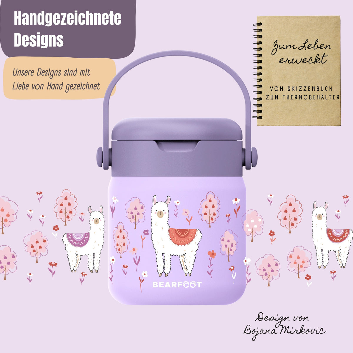 Bearfoot | Mattermos i Rustfritt Stål, 500 ml | Lilla, Lama