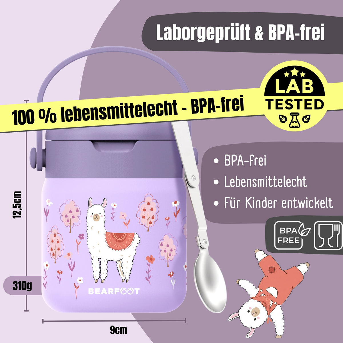 Bearfoot | Mattermos i Rustfritt Stål, 500 ml | Lilla, Lama