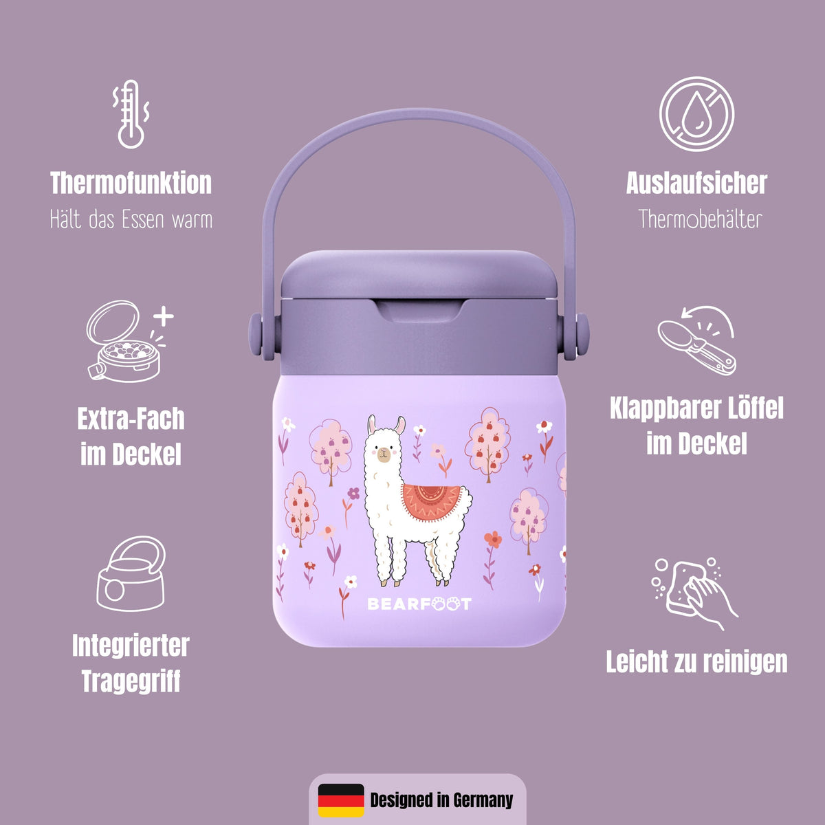 Bearfoot | Mattermos i Rustfritt Stål, 500 ml | Lilla, Lama