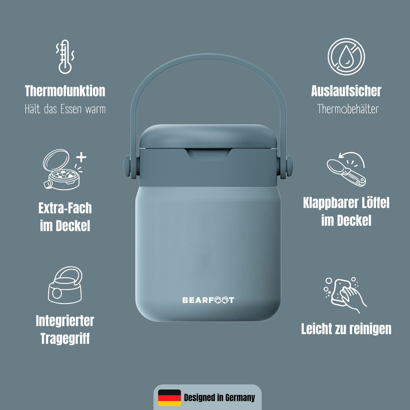Bearfoot | Mattermos i Rustfritt Stål, 500 ml | Blå