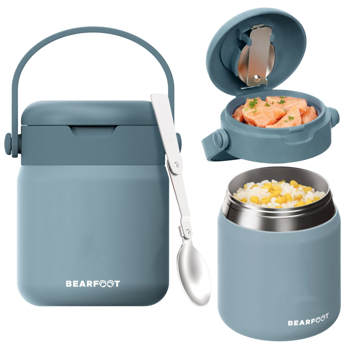 Bearfoot | Mattermos i Rustfritt Stål, 500 ml | Blå