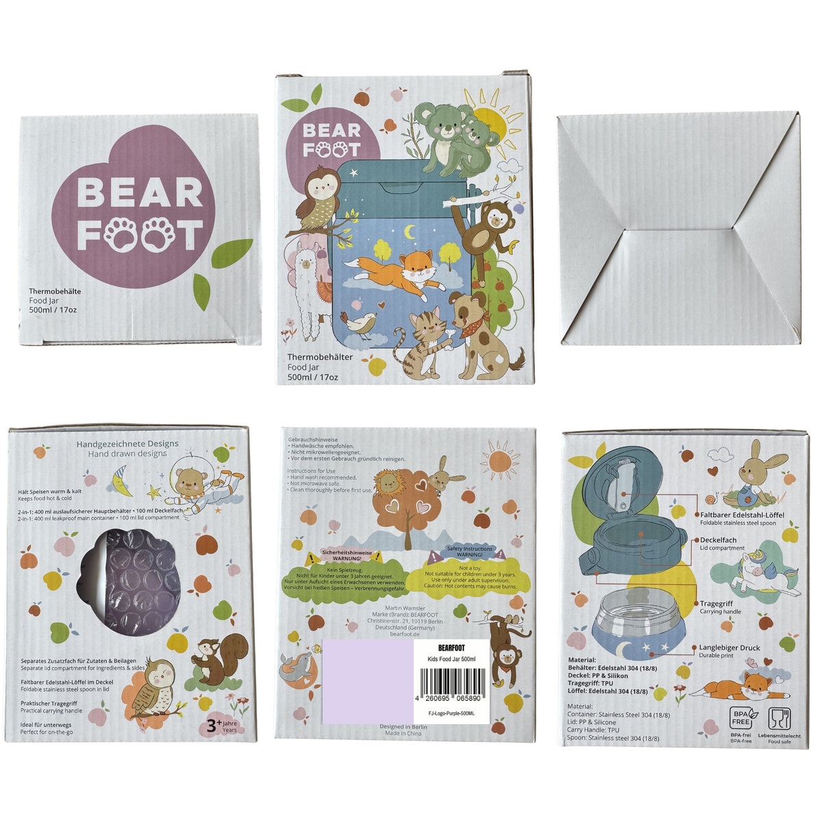 Bearfoot | Mattermos i Rustfritt Stål, 500 ml | Lilla
