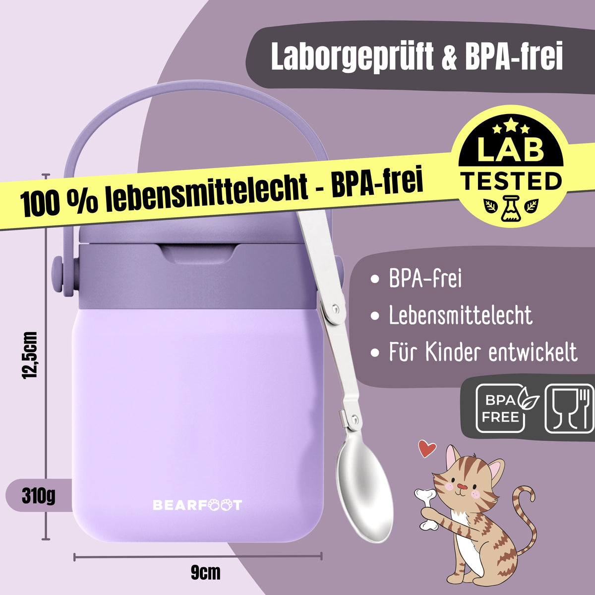 Bearfoot | Mattermos i Rustfritt Stål, 500 ml | Lilla