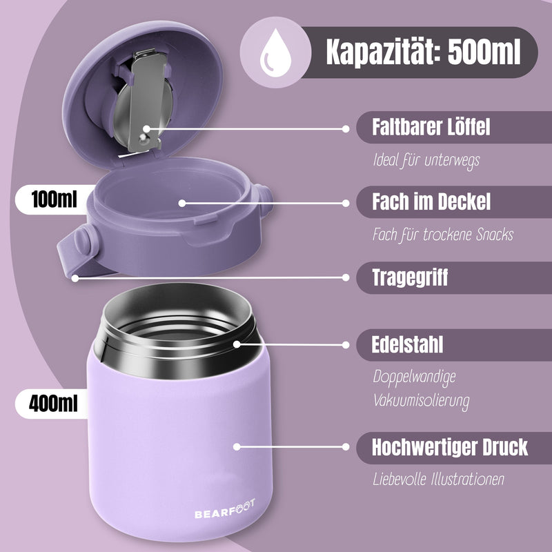 Bearfoot | Mattermos i Rustfritt Stål, 500 ml | Lilla