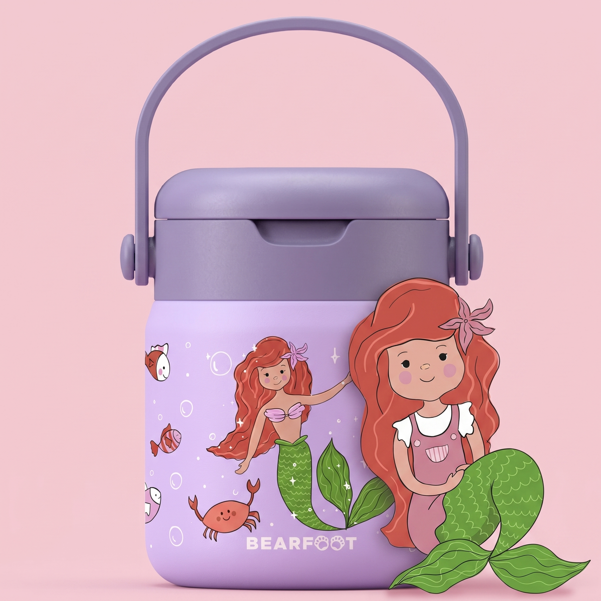 Bearfoot | Mattermos i Rustfritt Stål, 500 ml | Lilla, Havfrue