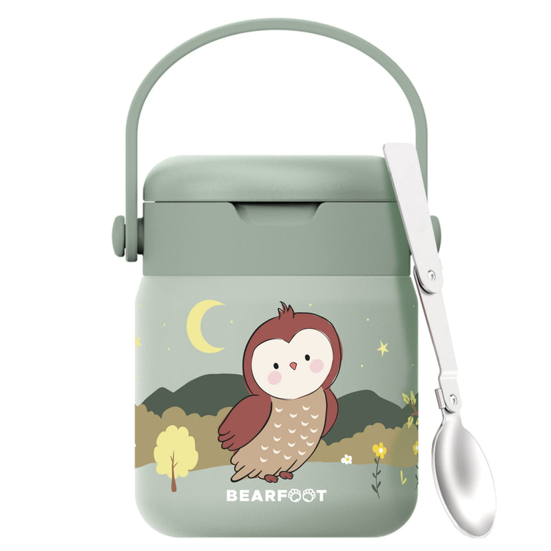 Bearfoot | Mattermos i Rustfritt Stål, 500 ml | Grønn, Ugle