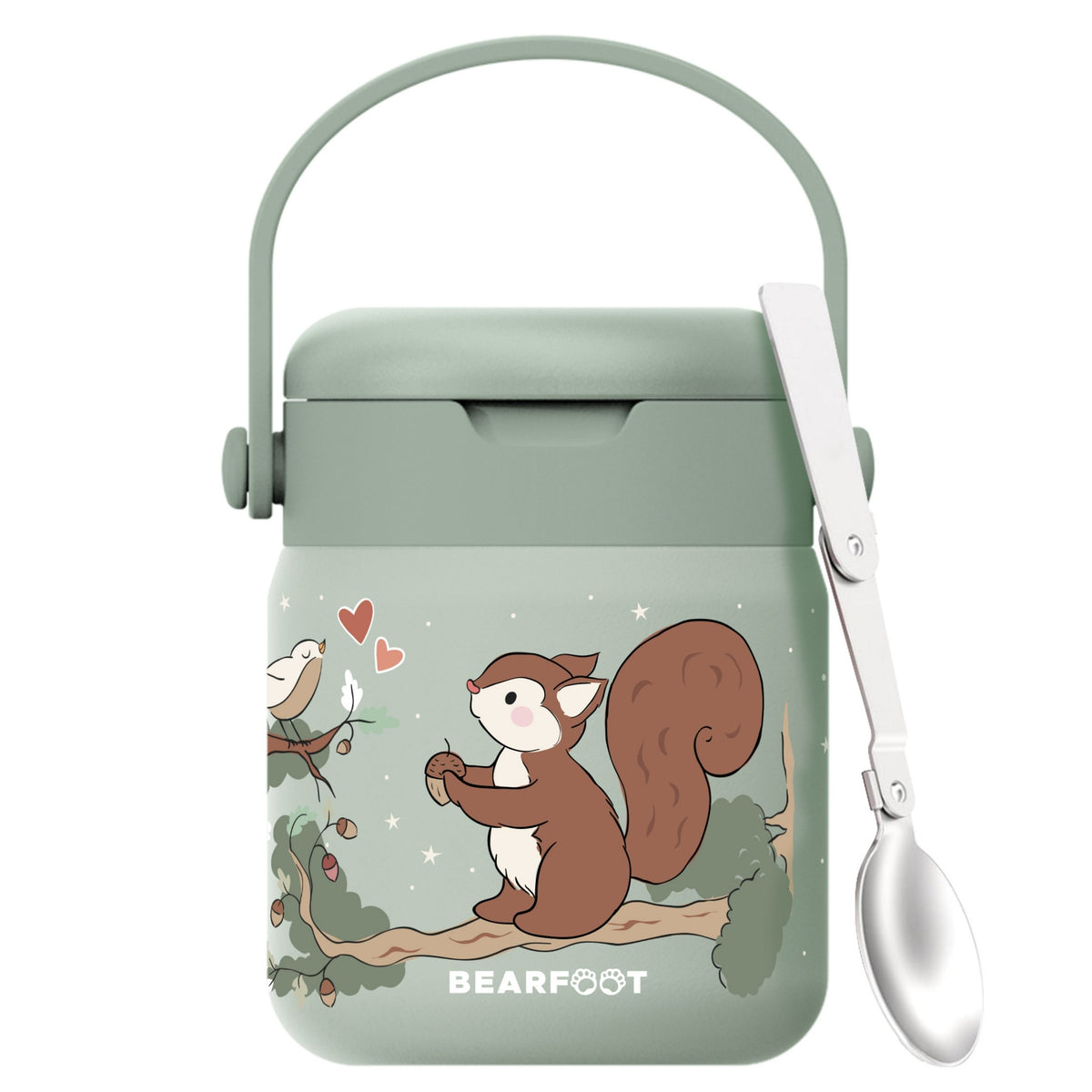 Bearfoot | Mattermos i Rustfritt Stål, 500 ml | Grønn, Ekorn