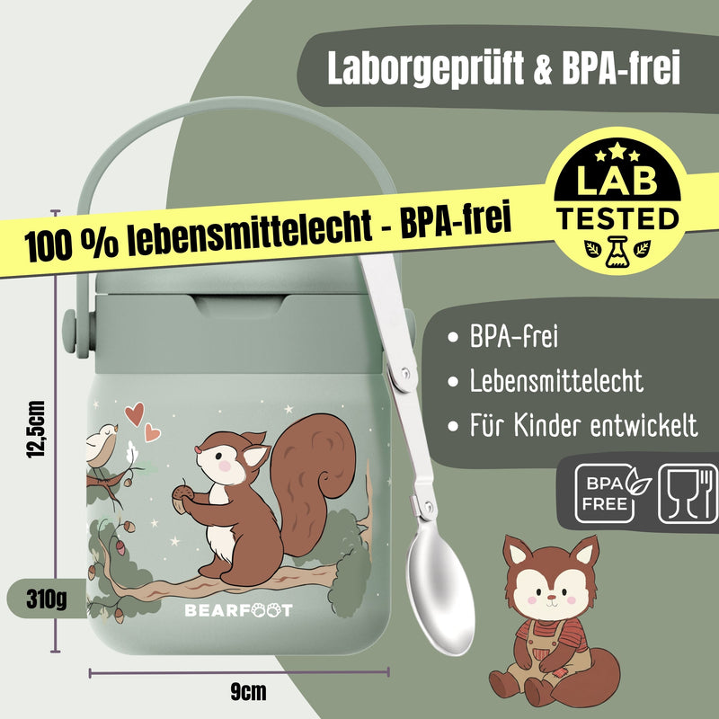 Bearfoot | Mattermos i Rustfritt Stål, 500 ml | Grønn, Ekorn
