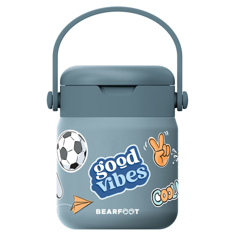 Bearfoot | Mattermos i Rustfritt Stål, 500 ml | Blå, "Stickers"