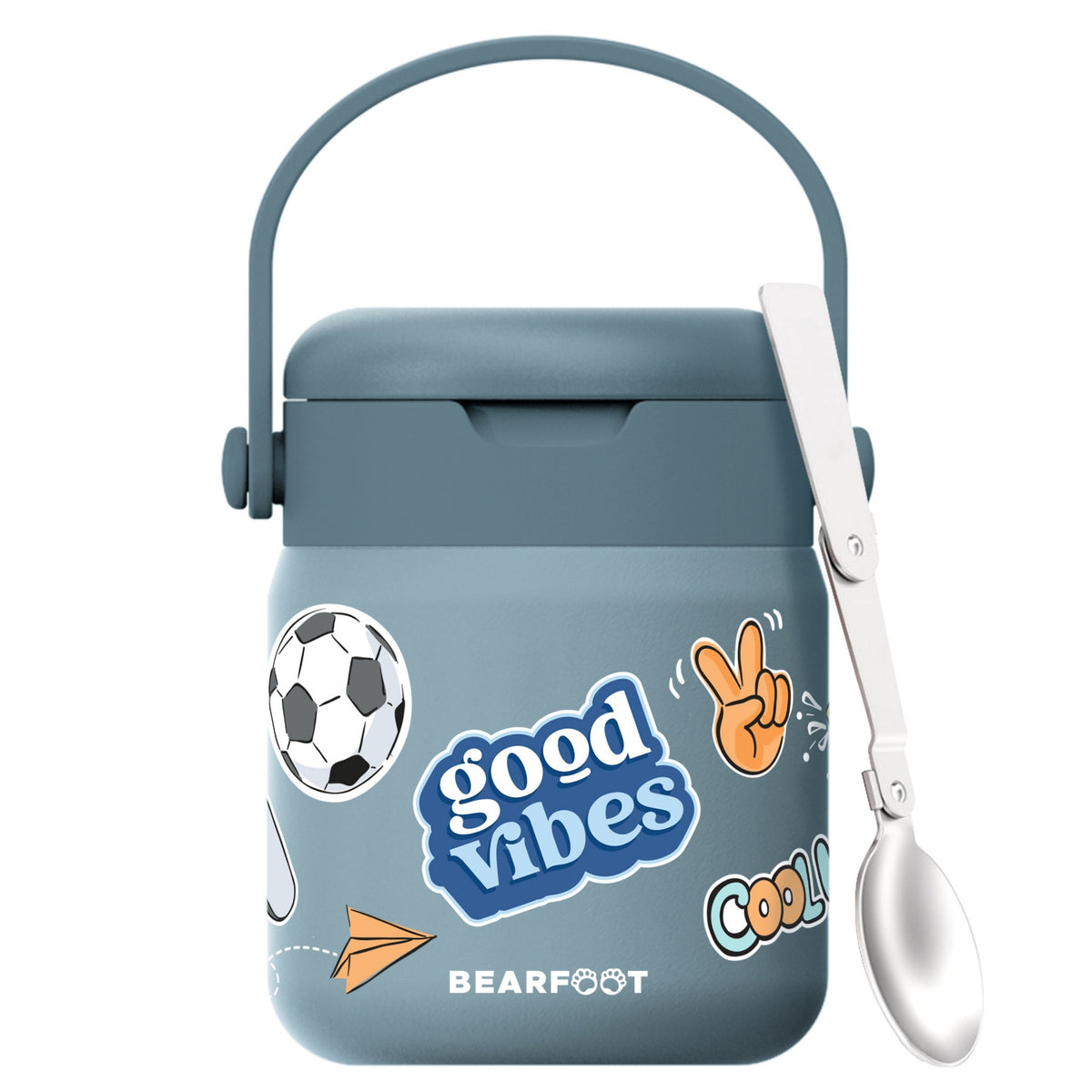 Bearfoot | Mattermos i Rustfritt Stål, 500 ml | Blå, "Stickers"