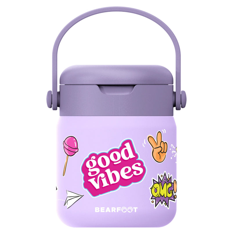 Bearfoot | Mattermos i Rustfritt Stål, 500 ml | Lilla, "Stickers"