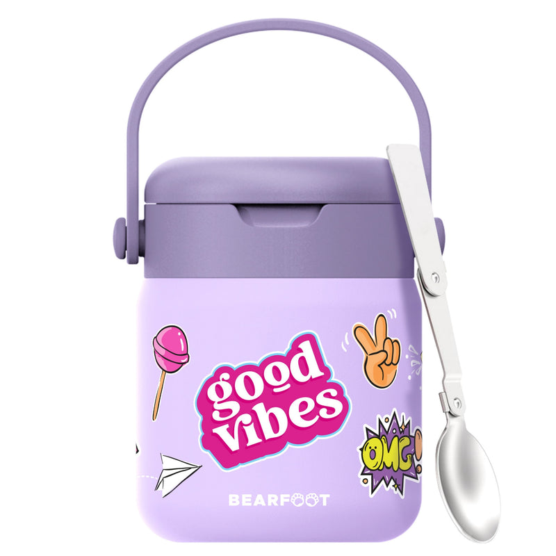 Bearfoot | Mattermos i Rustfritt Stål, 500 ml | Lilla, "Stickers"