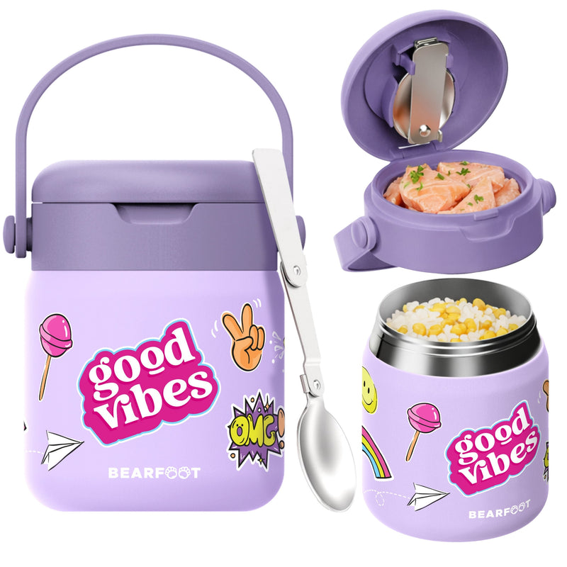 Bearfoot | Mattermos i Rustfritt Stål, 500 ml | Lilla, "Stickers"