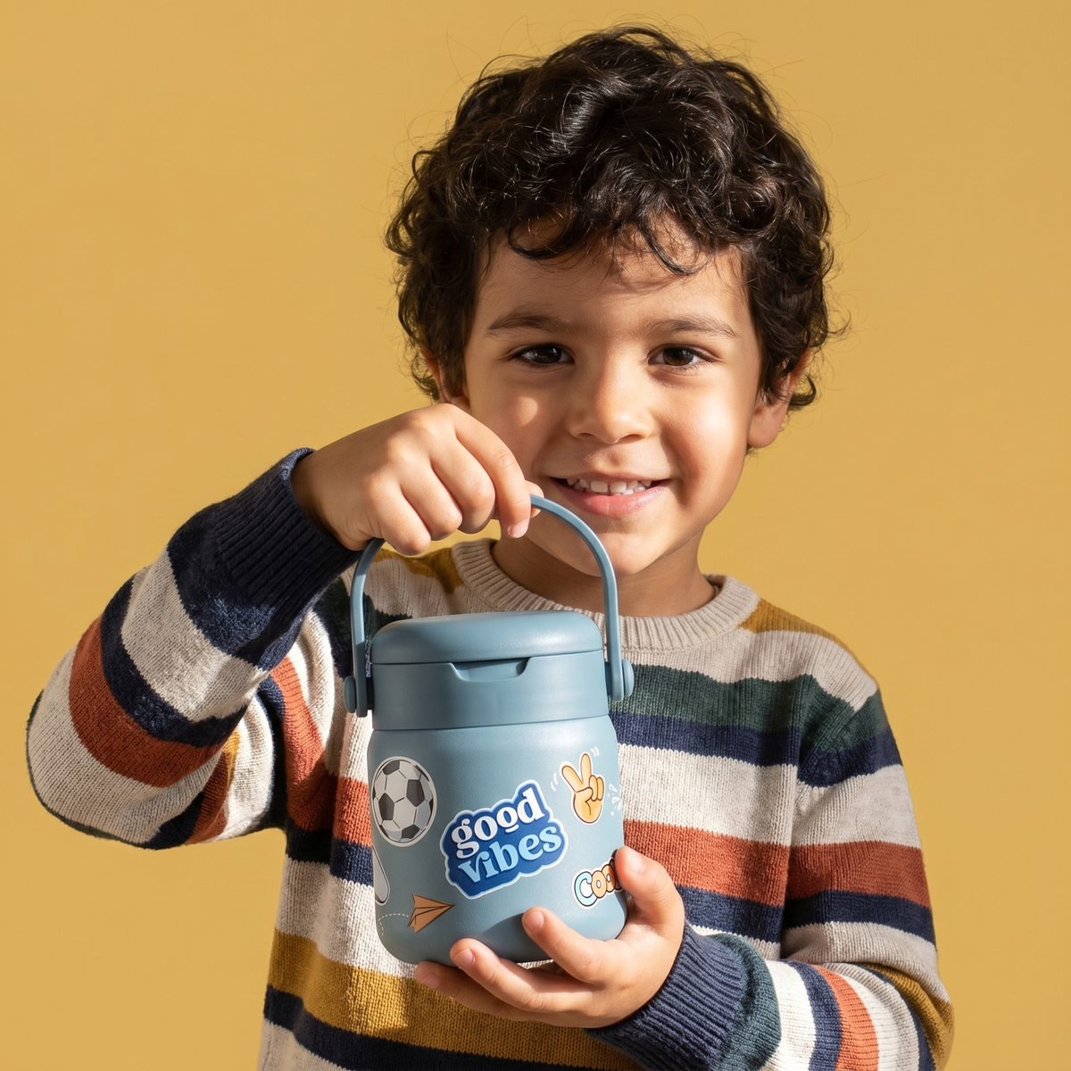 Bearfoot | Mattermos i Rustfritt Stål, 500 ml | Blå, "Stickers"