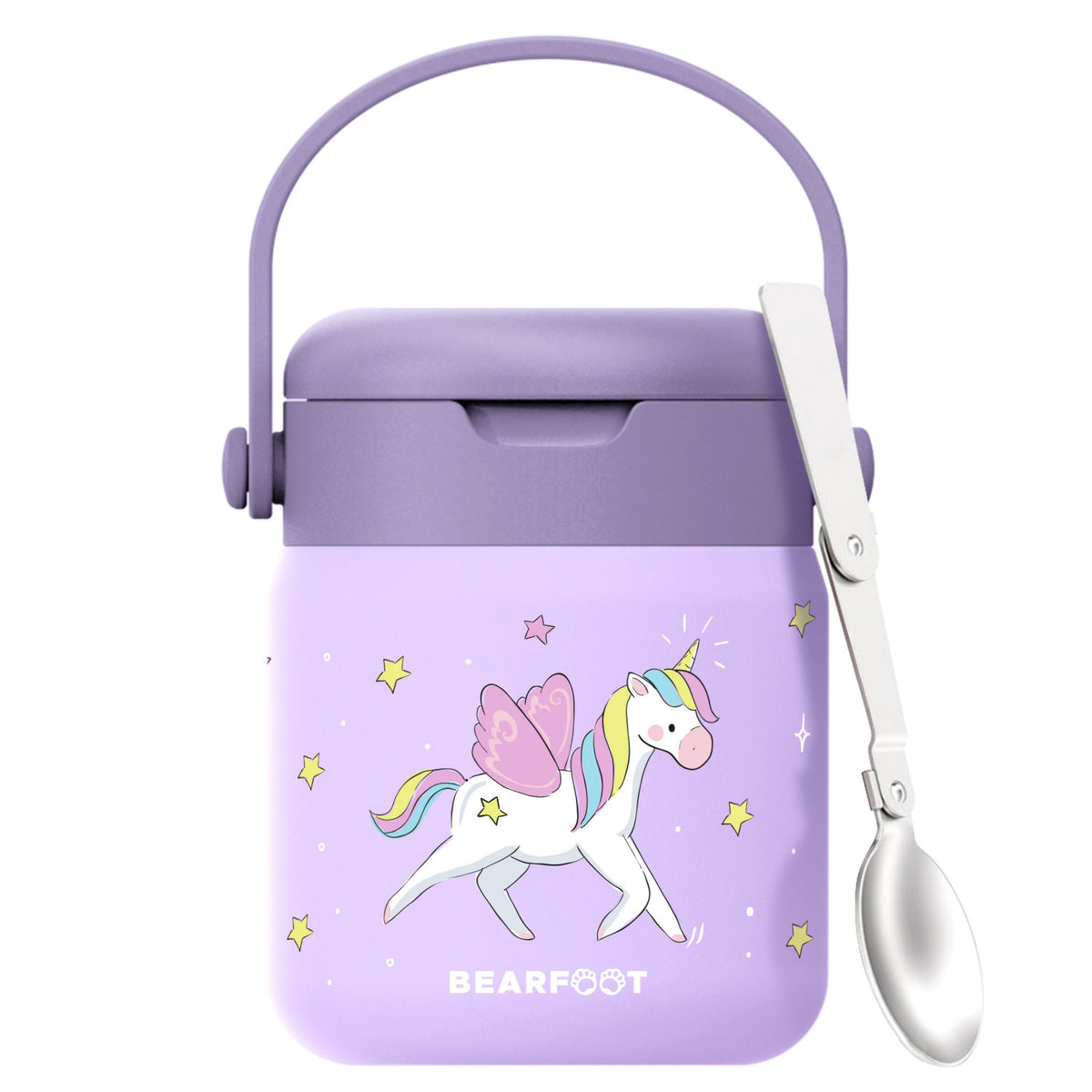 Bearfoot | Mattermos i Rustfritt Stål, 500 ml | Lilla, Enhjørning
