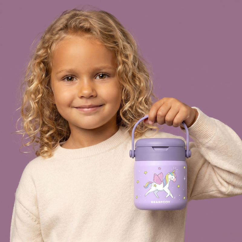 Bearfoot | Mattermos i Rustfritt Stål, 500 ml | Lilla, Enhjørning
