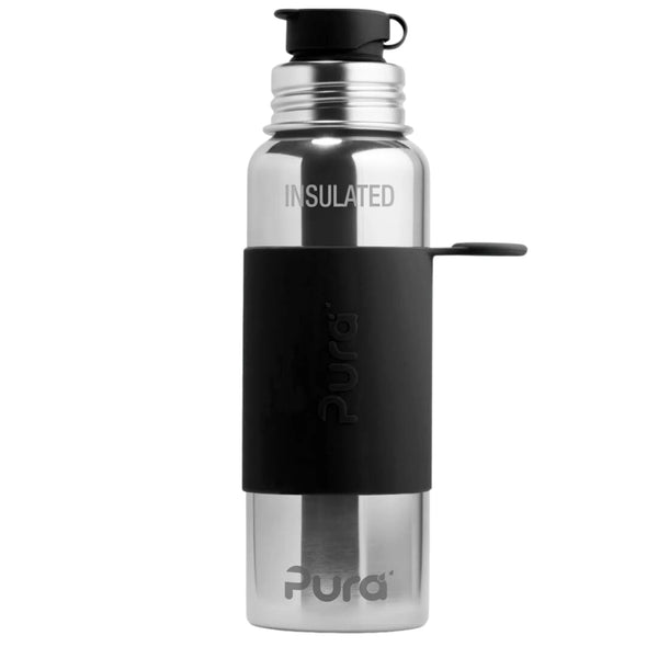 Pura | Isolert Drikkeflaske i rustfritt stål og silikon, LFGB-sertifisert  | 650 ml | Black
