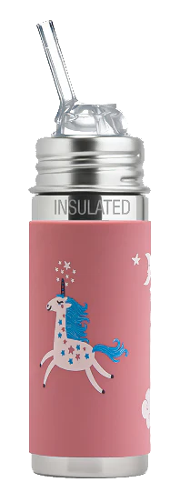 Pura | Kiki Straw KIDDO, isolert sugerørkopp i rustfritt stål og silikon, LFGB-sertifisert | 260ml | Unicorn