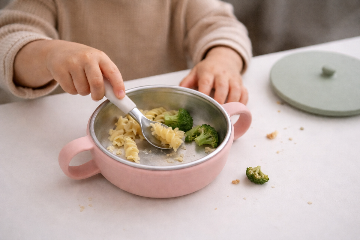 piips | Barneskål i Rustfritt Stål og Silikon, 250 ml - Rosa