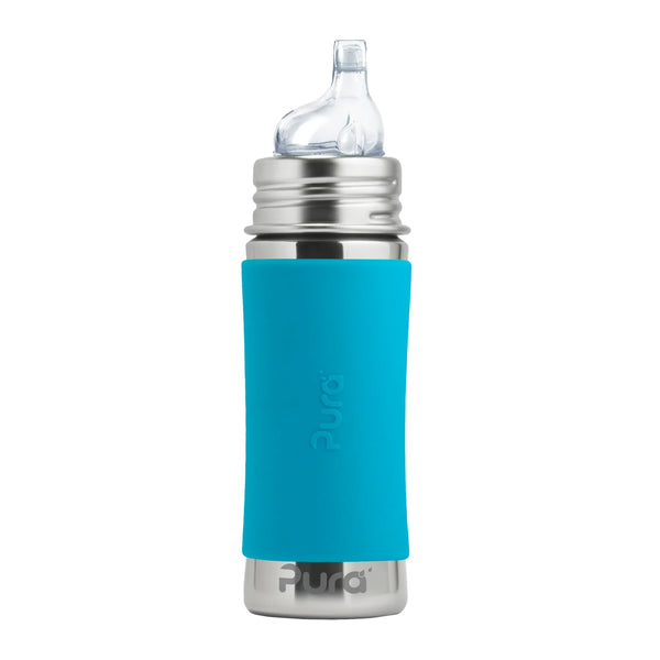 Pura | Kiki Sippy Cup, tutekopp i rustfritt stål og silikon, LFGB-sertifisert | 325ml | Aqua