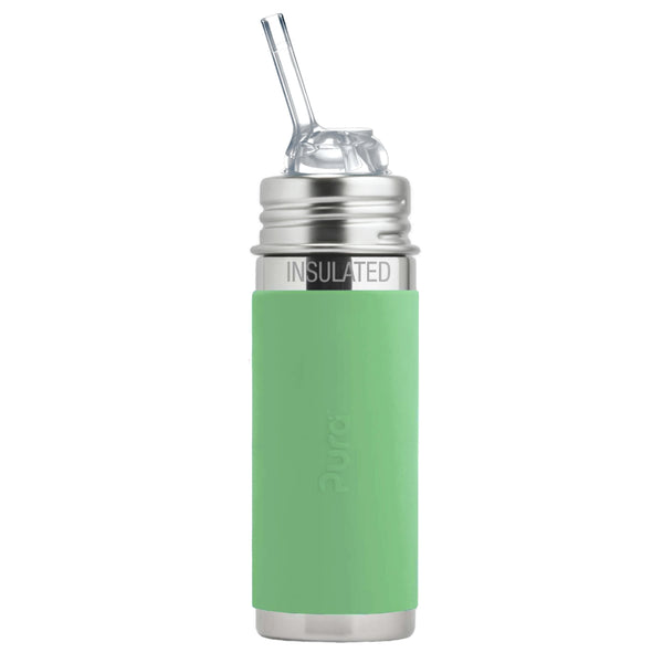 Pura | Kiki Straw KIDDO, isolert sugerørkopp i rustfritt stål og silikon, LFGB-sertifisert | 260ml | Moss