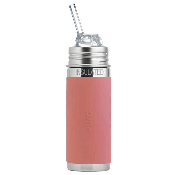 Pura | Kiki Straw KIDDO, isolert sugerørkopp i rustfritt stål og silikon, LFGB-sertifisert | 260ml | Rose
