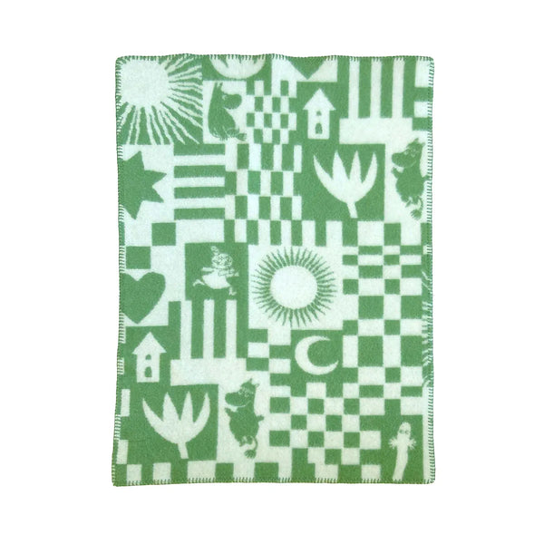 Klippan | Ullpledd Baby/Barn, Moomin Play Green, (65x90cm)