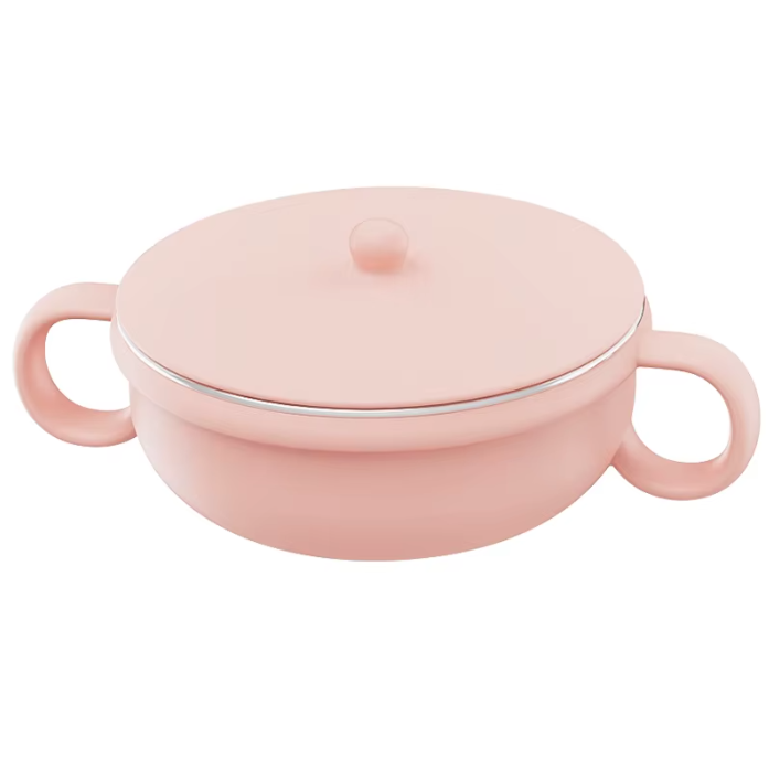 piips | Barneskål i Rustfritt Stål og Silikon, 250 ml - Rosa
