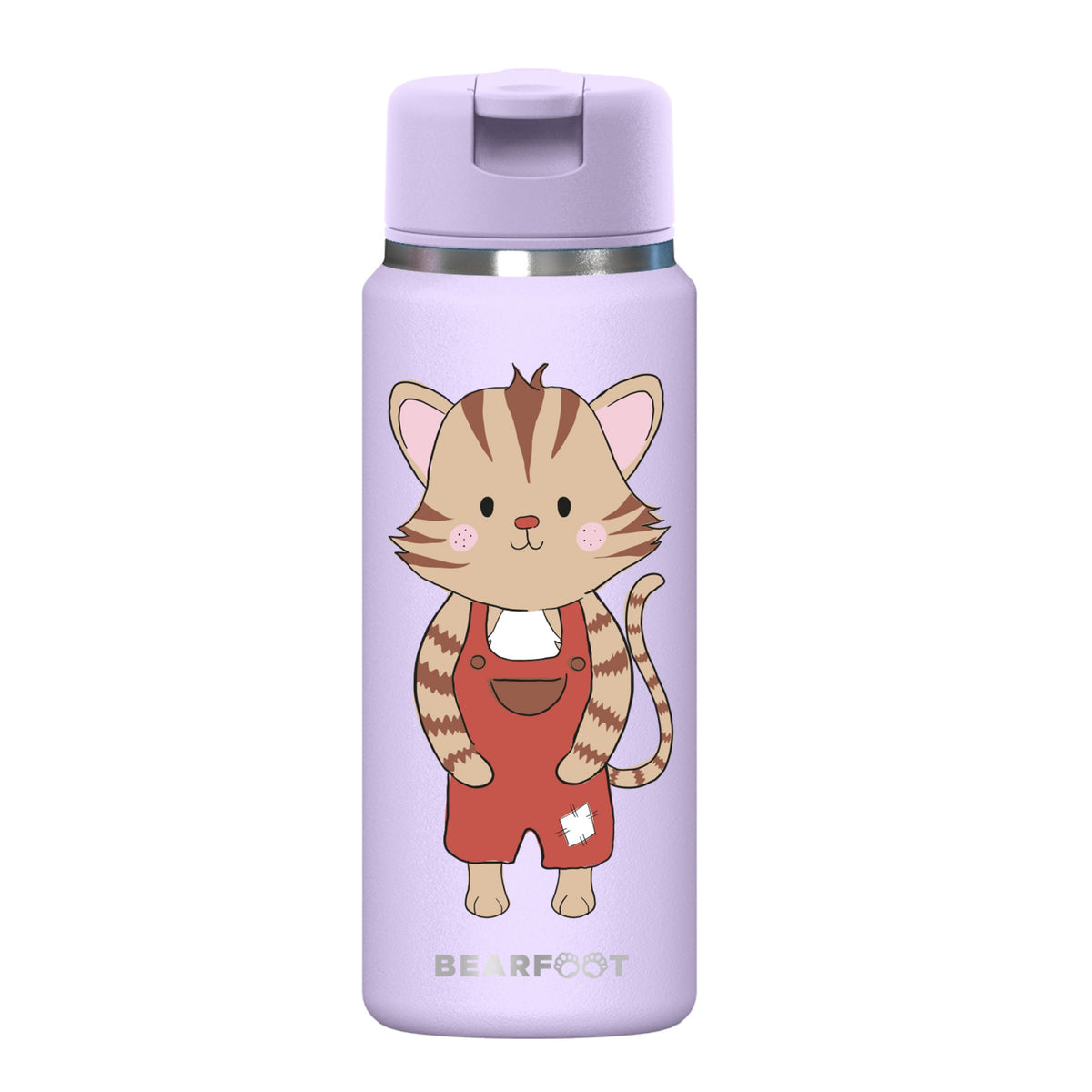 Bearfoot | Drikkeflaske i Rustfritt Stål, Isolert, TINY 200 ml | Lilla, Katt