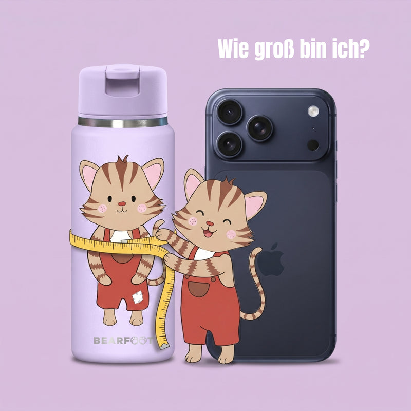 Bearfoot | Drikkeflaske i Rustfritt Stål, Isolert, TINY 200 ml | Lilla, Katt