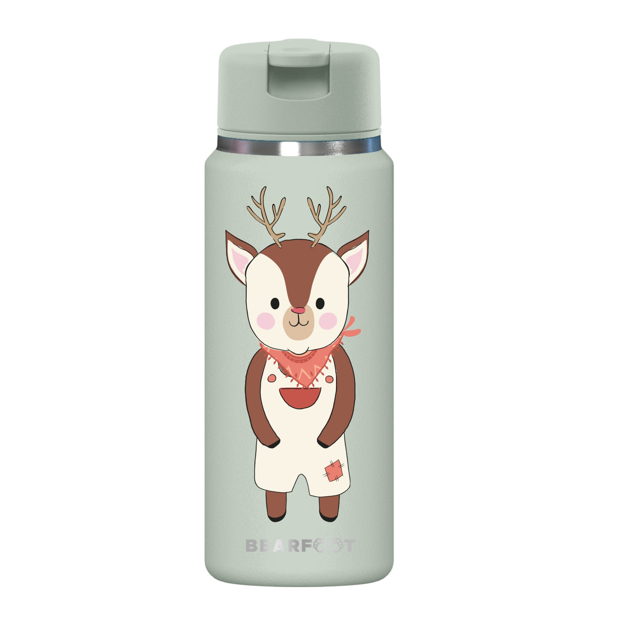 Bearfoot | Drikkeflaske i Rustfritt Stål, Isolert, TINY 200 ml | Grønn, Hjort