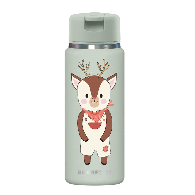 Bearfoot | Drikkeflaske i Rustfritt Stål, Isolert, TINY 200 ml | Grønn, Hjort