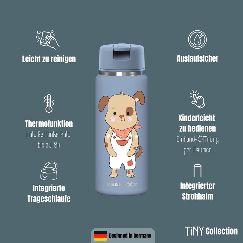 Bearfoot | Drikkeflaske i Rustfritt Stål, Isolert, TINY 200 ml | Blå, Hund