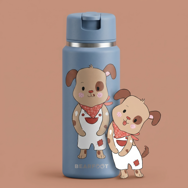 Bearfoot | Drikkeflaske i Rustfritt Stål, Isolert, TINY 200 ml | Blå, Hund