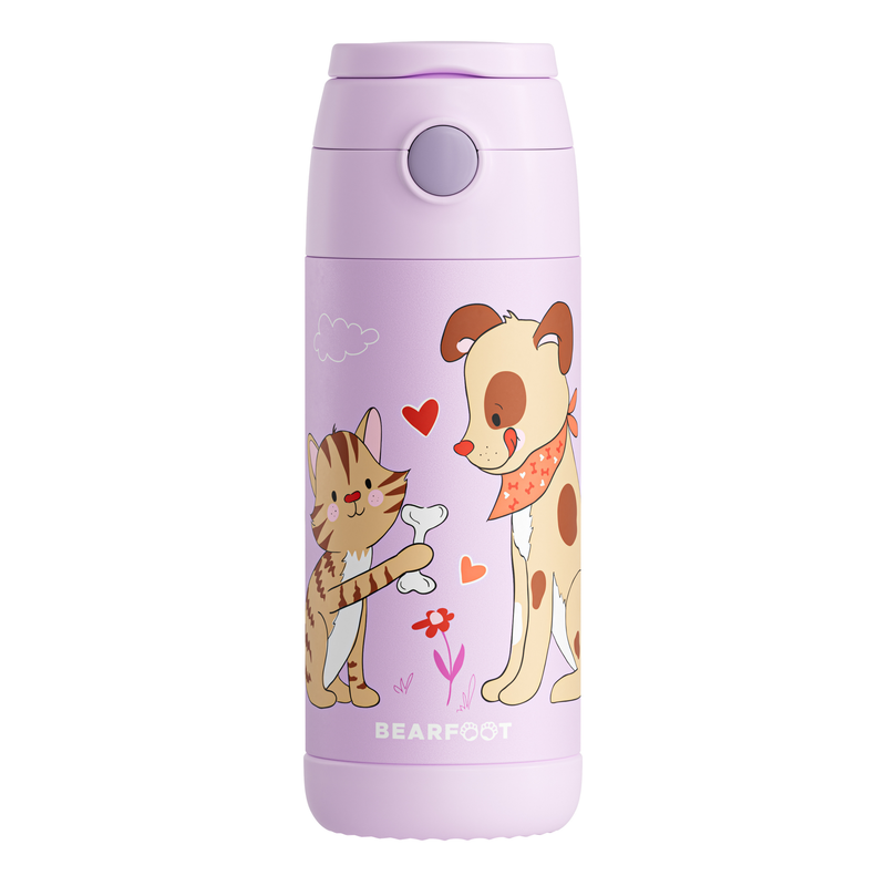 Bearfoot | Drikkeflaske i Rustfritt Stål, Isolert, 350 ml - Plastfri i Matkontakt | Lilla, Hund & Katt