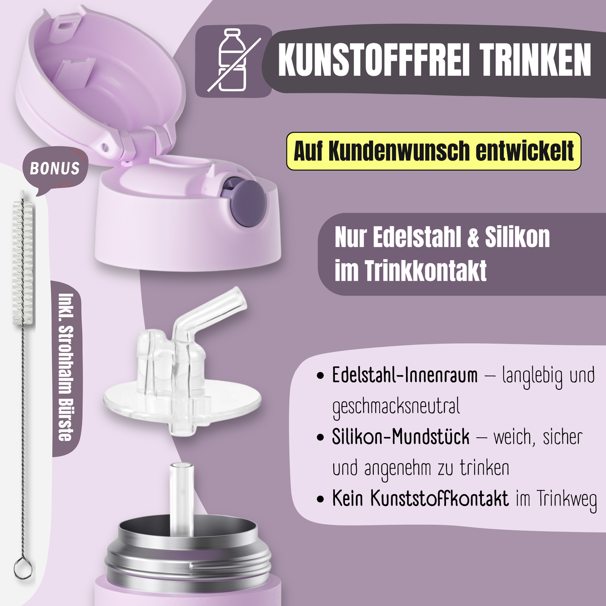 Bearfoot | Drikkeflaske i Rustfritt Stål, Isolert, 350 ml - Plastfri i Matkontakt | Lilla, Hund & Katt