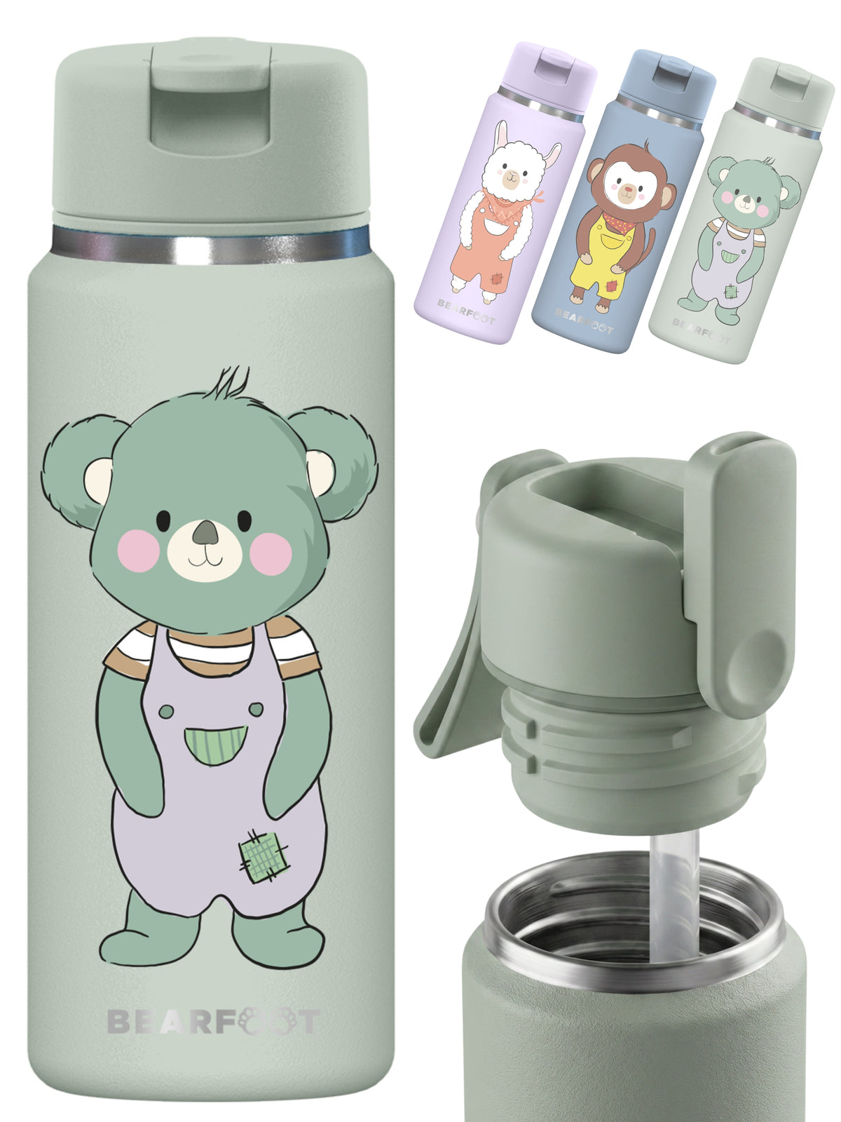 Bearfoot | Drikkeflaske i Rustfritt Stål, Isolert, TINY 200 ml | Grønn, Koala