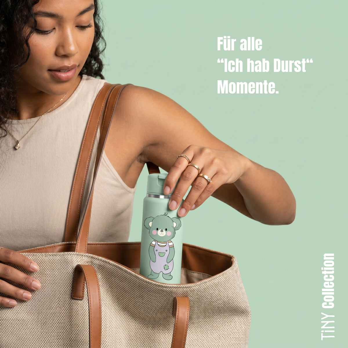 Bearfoot | Drikkeflaske i Rustfritt Stål, Isolert, TINY 200 ml | Grønn, Koala