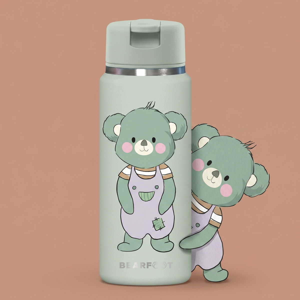 Bearfoot | Drikkeflaske i Rustfritt Stål, Isolert, TINY 200 ml | Grønn, Koala