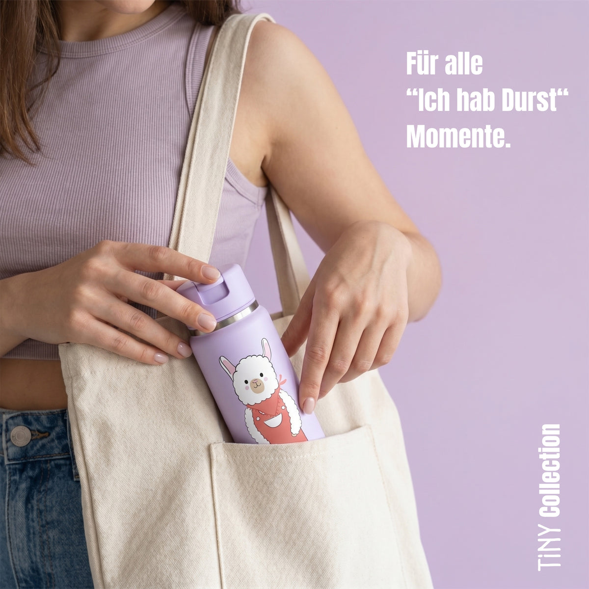 Bearfoot | Drikkeflaske i Rustfritt Stål, Isolert, TINY 200 ml | Lilla, Lama