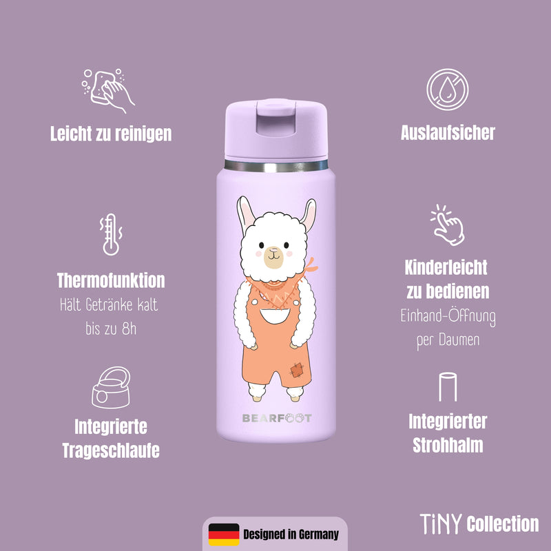 Bearfoot | Drikkeflaske i Rustfritt Stål, Isolert, TINY 200 ml | Lilla, Lama