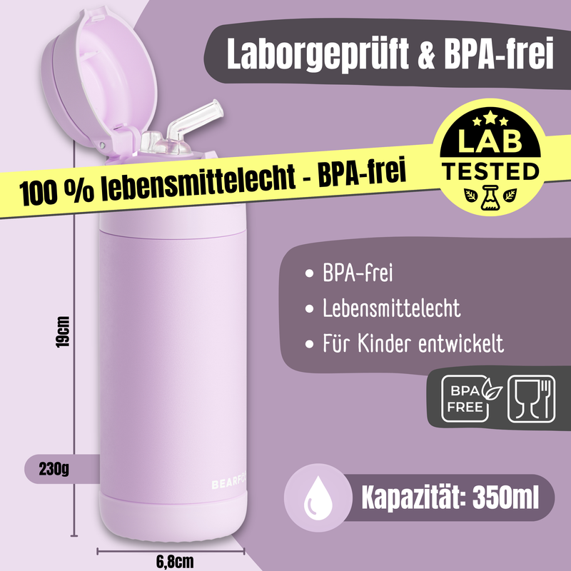 Bearfoot | Drikkeflaske i Rustfritt Stål, Isolert, 350 ml - Plastfri i Matkontakt | Lilla