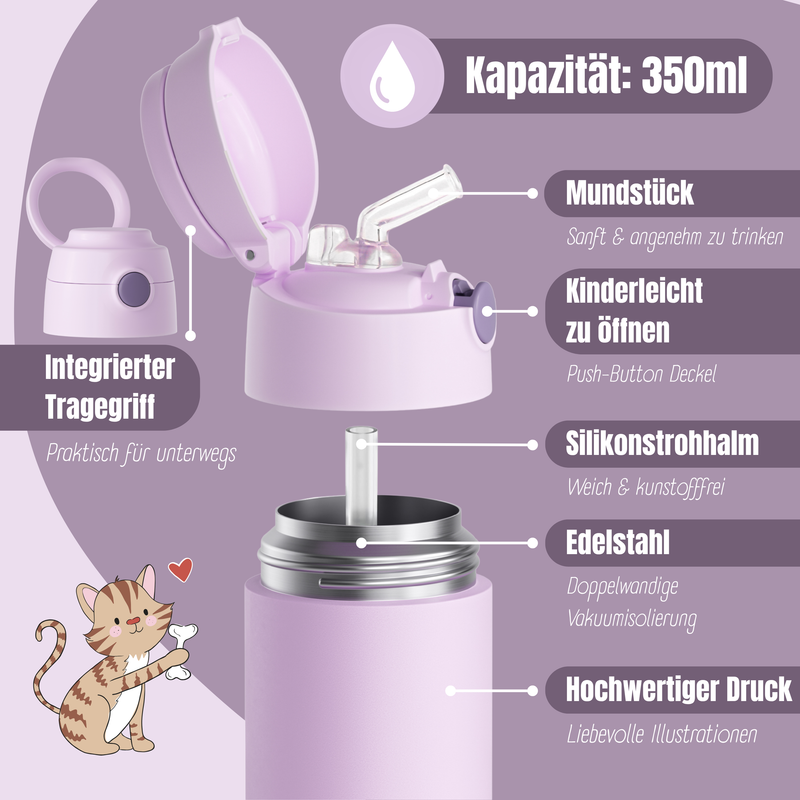 Bearfoot | Drikkeflaske i Rustfritt Stål, Isolert, 350 ml - Plastfri i Matkontakt | Lilla