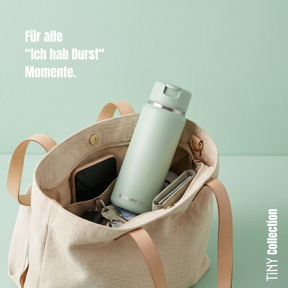 Bearfoot | Drikkeflaske i Rustfritt Stål, Isolert, TINY 200 ml | Grønn